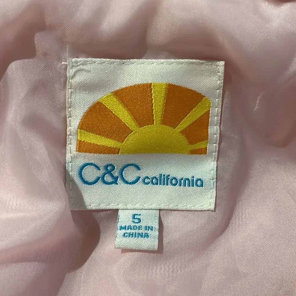 C & C California 5 pink furn vest with collar shaped fit lined worn once euc